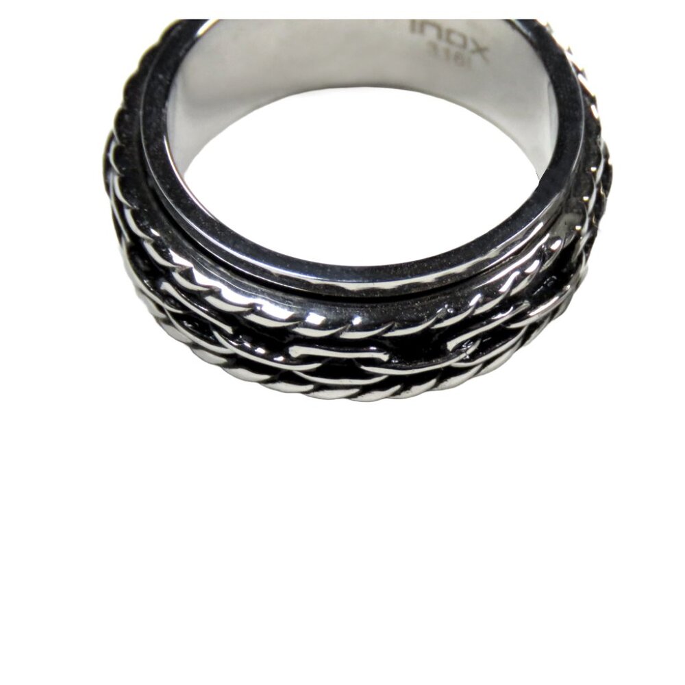 Inox Men's Stainless Steel Spinner Chain Ring